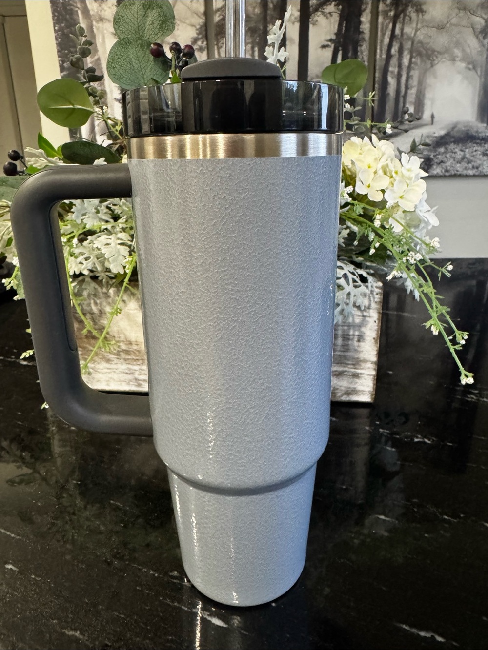 Stanley Light Gray Insulated Travel Tumbler with Handle and Straw - Picture 3 of 10